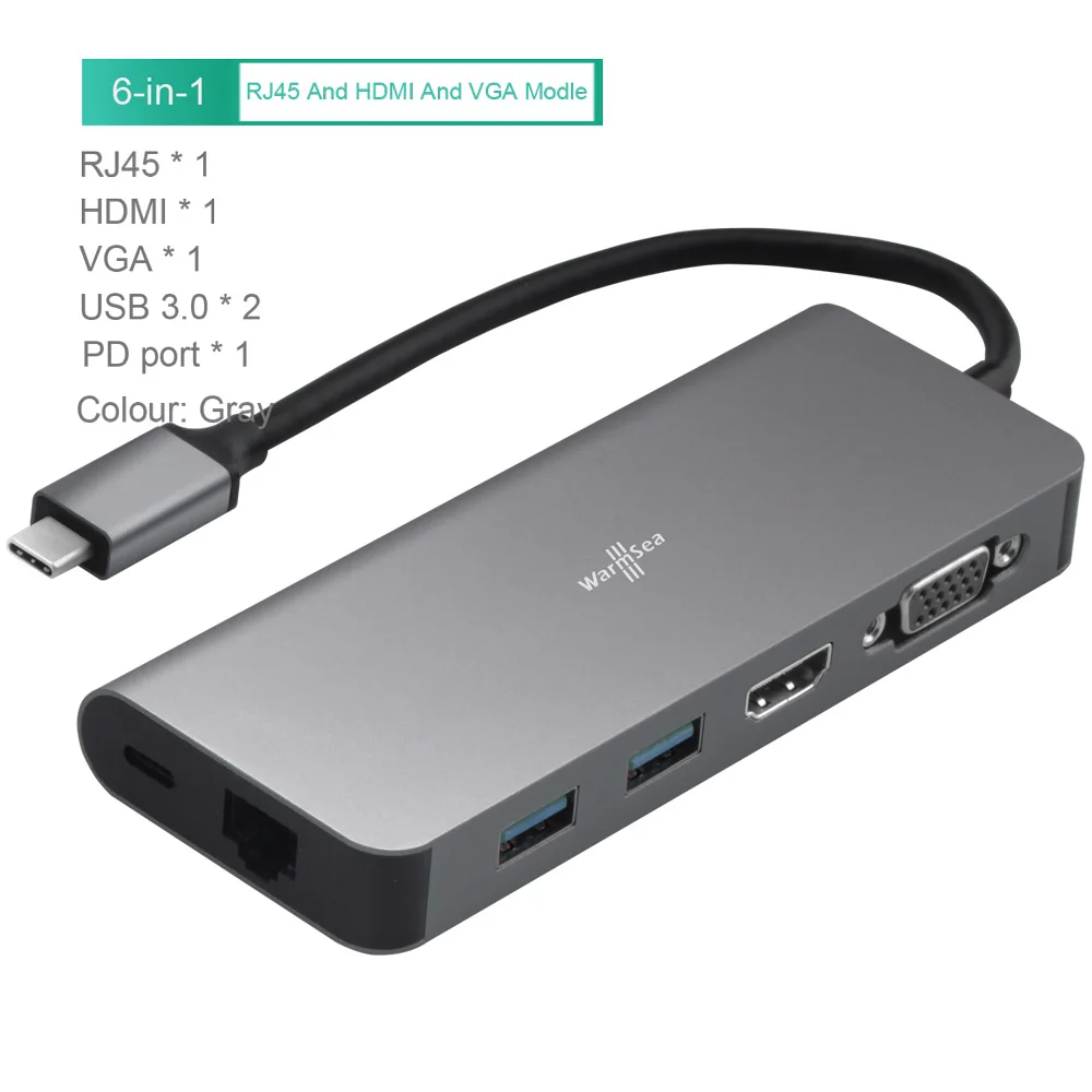 USB C хаб аудио с 4K HDMI RJ45 USB SD PD карта зарядки Dex станция для samsung Galaxy Note8 S8 S9 nintendo переключатель для MacBook - Цвет: 6in1gray