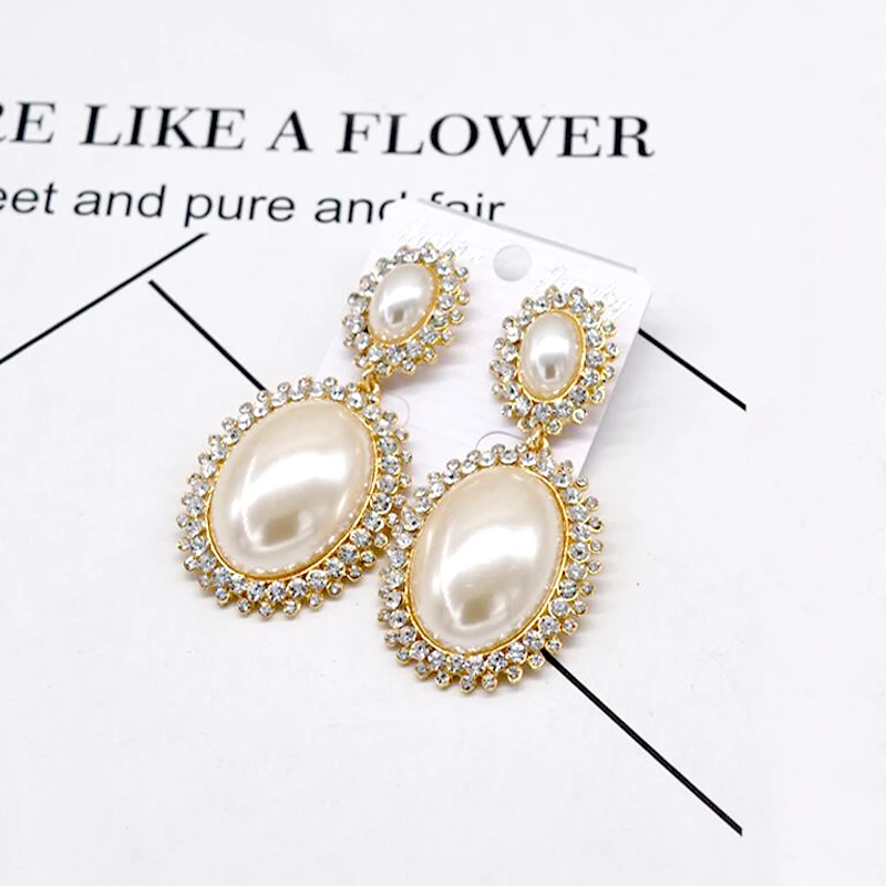 Новые корейские Ретро серьги с большим жемчугом темпераментные простые