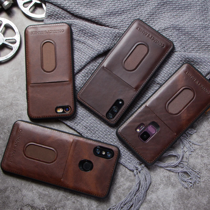 Чехол из натуральной кожи для Xiaomi 8, задняя крышка для iPhone 8, чехол для samsung S9, huawei, P20, чехол-кошелек, сделай сам, для mi8, P20, S9, слот для карт