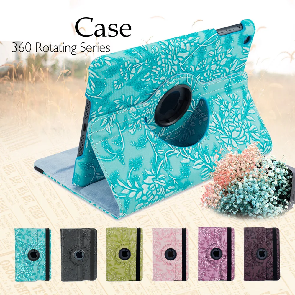 Чехол-подставка из искусственной кожи с вращением на 360 градусов для Apple iPad 9 7 2018