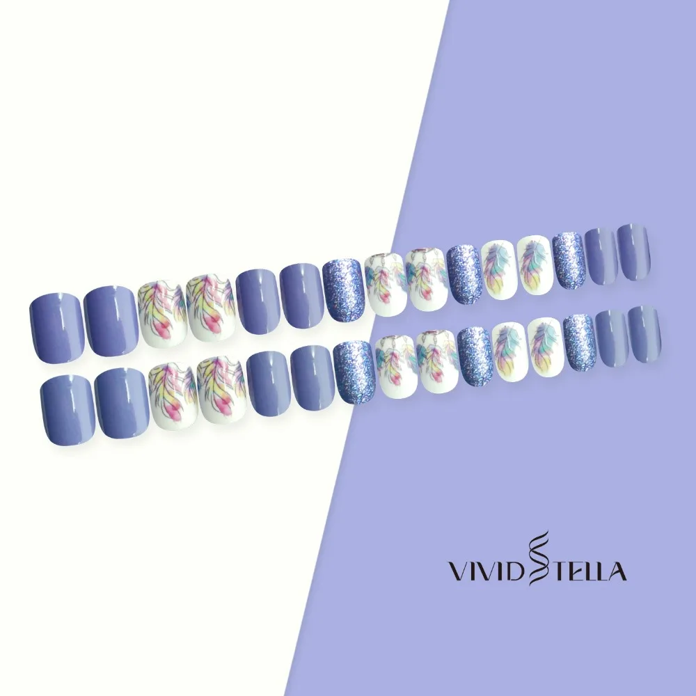 10 Design Pre-glued False Nails in Box Press on Soft Metallic Fake Nail Tips Rock Artificial ABS DIY Nail Art