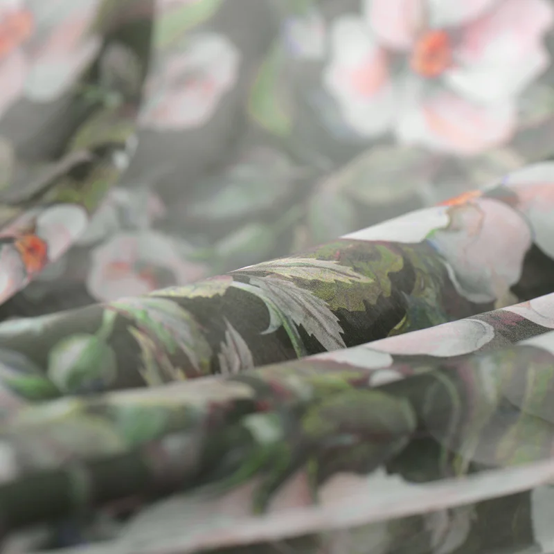 Легкий платье шелк шифон ткани летние дышащие Шелковый Тюль шарф китайская