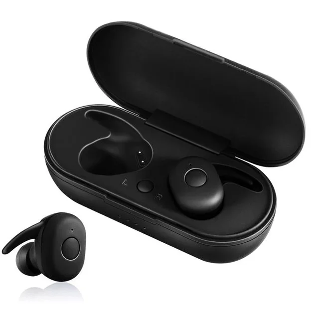 Черный Портативные DT-1 TWS Беспроводные Мини Bluetooth наушники мобильные стерео наушники спортивные наушники с микрофоном зарядная коробка - Цвет: Черный