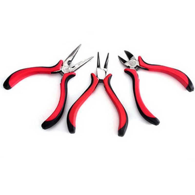 

DIY Jewelry Tool Mix Shape, Ferronickel Round Nose Pliers, Flat Nose Pliers and Side-Cutting Pliers, Red & Black TOOL