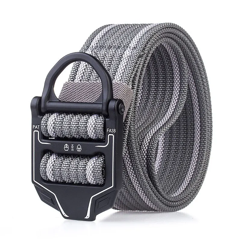 Gray White Belt 8 цветов, военная техника, тактический ремень, мужские брюки, длинный ремень с металлической пряжкой, уплотненный холщовый армейский ремень, мужской черный нейлоновый поясной ремень - Цвет: Gray White Belt
