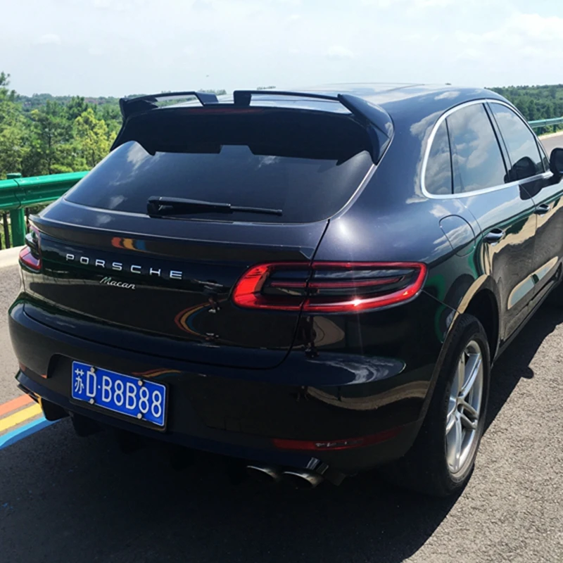 Для Porsche Macan карбоновый задний спойлер ABS Материал Задний спойлер багажник крыло черная краска цвет-UP