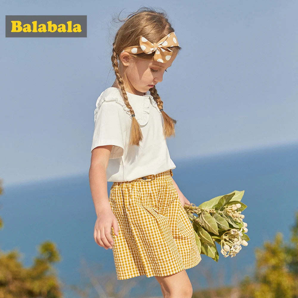 BalabalaGirls/комплект летней одежды для детей Детская футболка с короткими рукавами