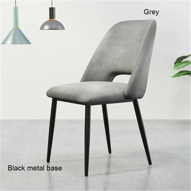 Black base Grey Современный минималистичный скандинавский обеденный стул из нержавеющей стали, Повседневная мебель, домашний стул, ресторан, кухонный диван для кафе, стул для офиса - Цвет: Black base Grey
