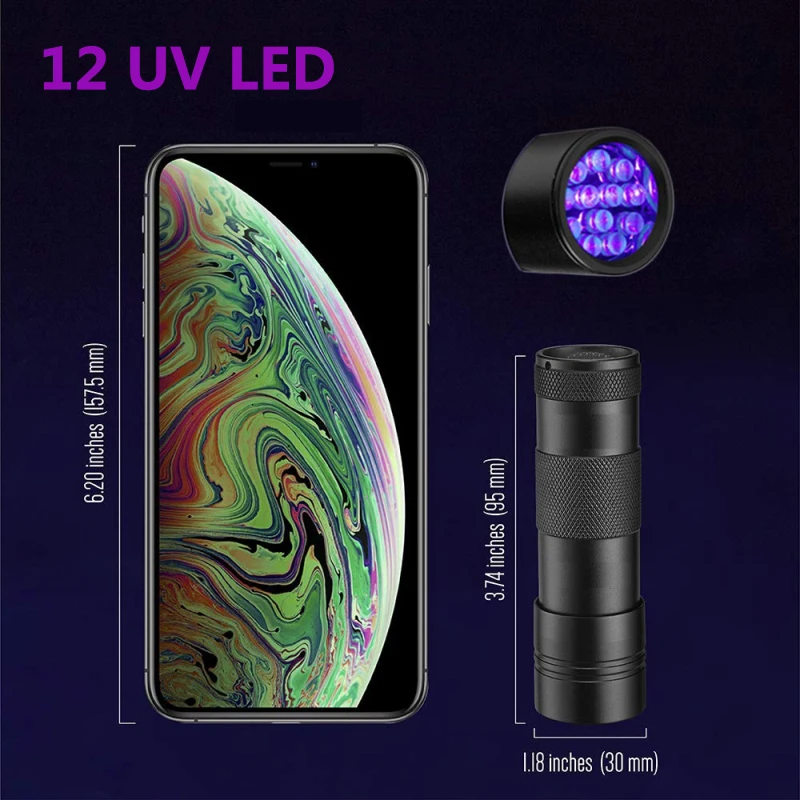УФ-фонарик черный свет, 9 12 21 51 LED 395 нм Ультрафиолетовый фонарь детектор черного света для собак мочи, пятен домашних животных и клопов z50