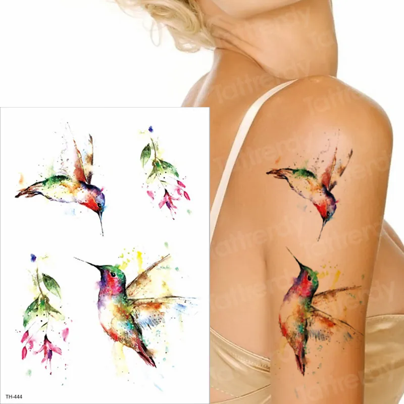 

sexy temporary tattoo couples hummingbird tattoo sticker arm women tattoos birds watercolor tatoo water transfer tatto stickers
