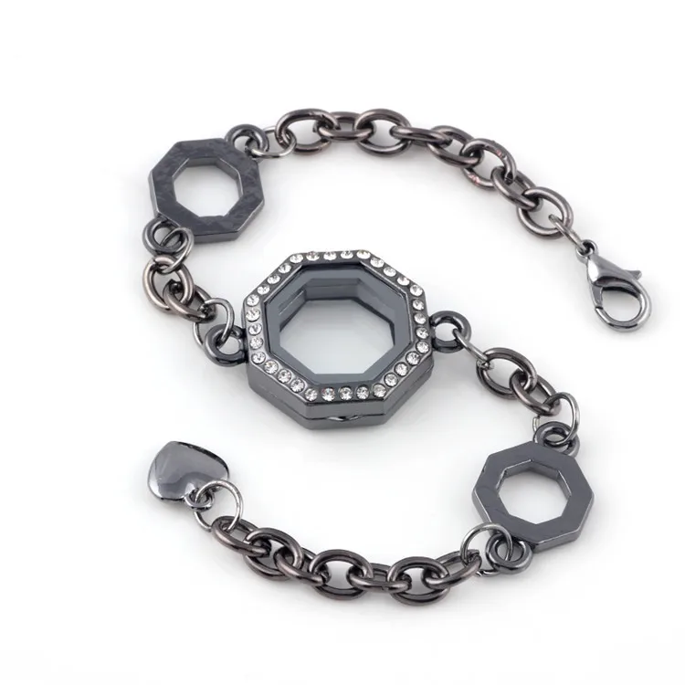 5 шт./лот новый ромб плавающий медальон браслет браслеты открытый стеклянный