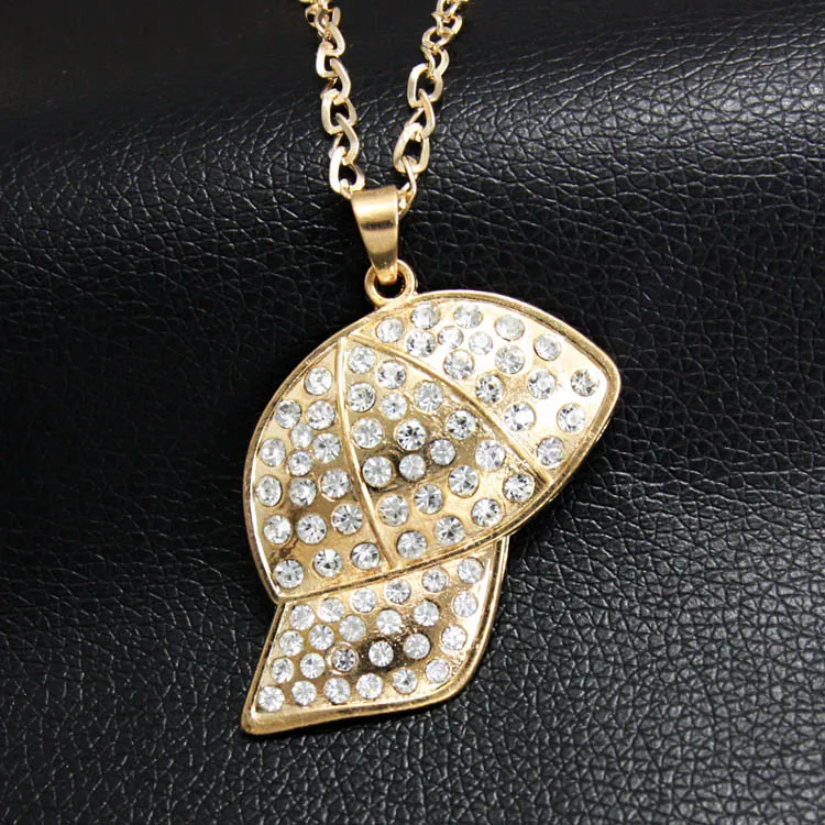 Flola Новая мода Бейсбол Кепки длинные Цепочки и ожерелья Золото Цвет со стразами