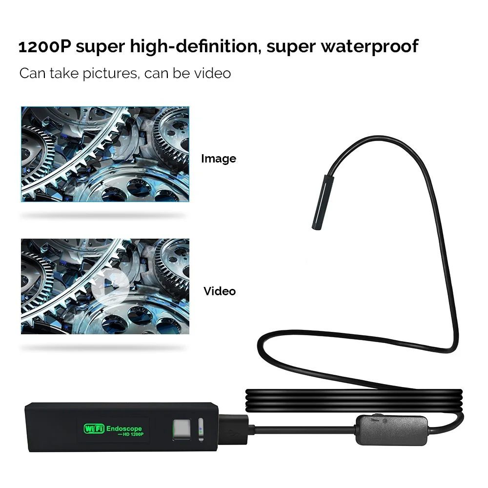 Беспроводной бороскоп эндоскоп Wifi 1200P F150 HD Жесткий линейный водонепроницаемый