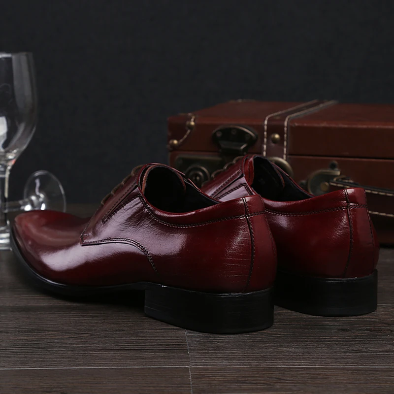 Мужские туфли оксфорды из натуральной кожи с острым носком|flats brand|flats menflats shoes men |