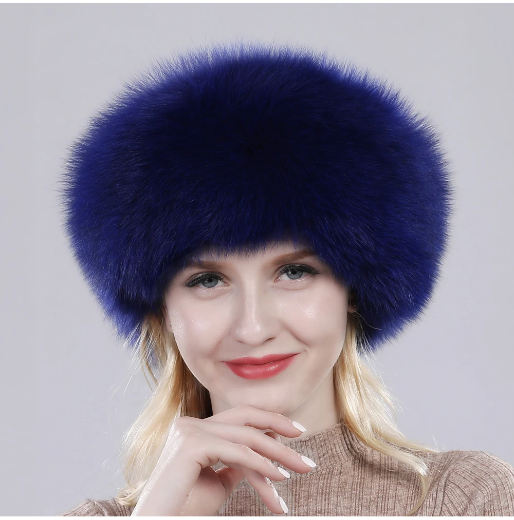 New Style Fashin Girl Genuine Fox Fur Hat Warm Soft Natural Fox Fur Bomber Caps Lady Luxurious Quality Real Fox Fur Hats