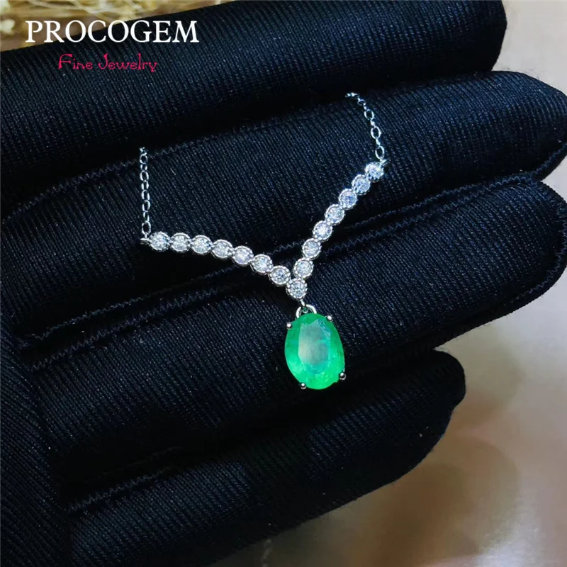 

Ожерелье PROCOGEM женское из натурального изумруда, 6x8 мм, 1.26Ct, из серебра 925 пробы #574