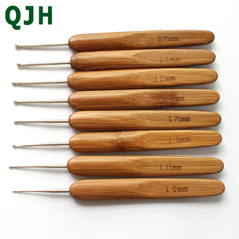 

8Pcs/set High Quality Carbonized Bamboo Handle Crochet Hooks Set Crochet Knitting Needles Cross Stitch DIY Knitting Tools 5.2 in