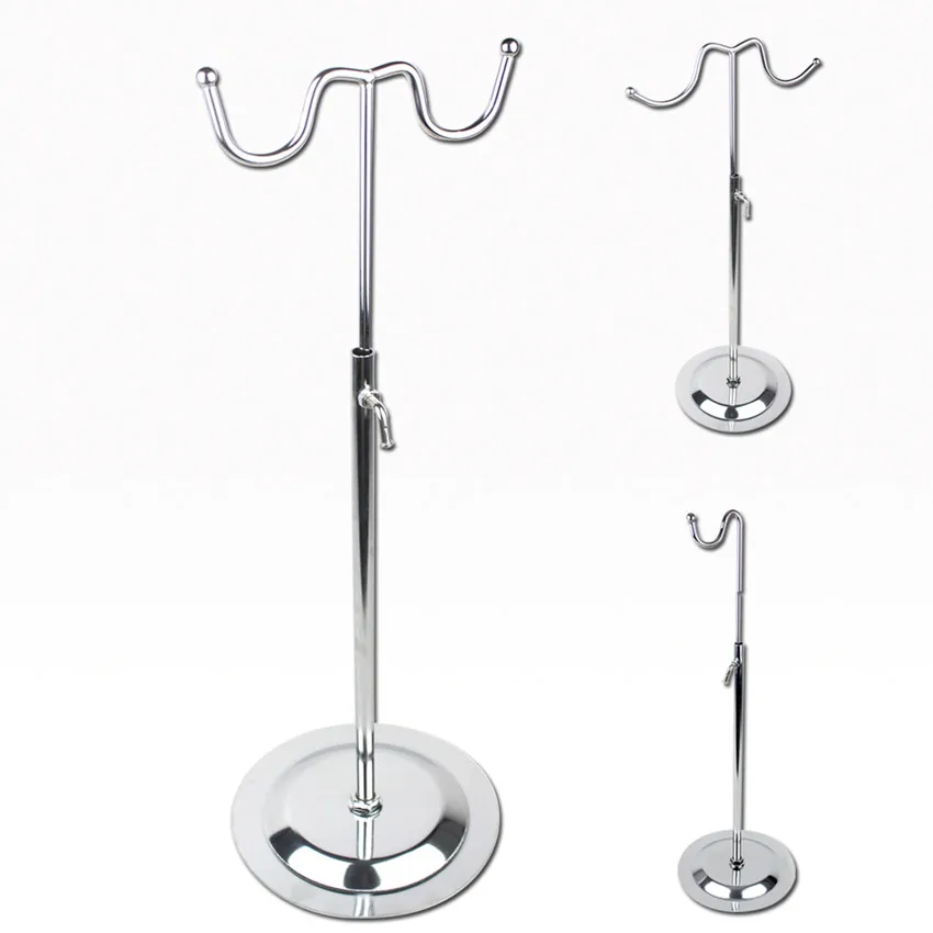 

Qualified Metal Bags Wigs Products Display Holder Hook Rack Stand By Chrome Plated Rotatable Adjustable H 41 to 72cm 20 Sets