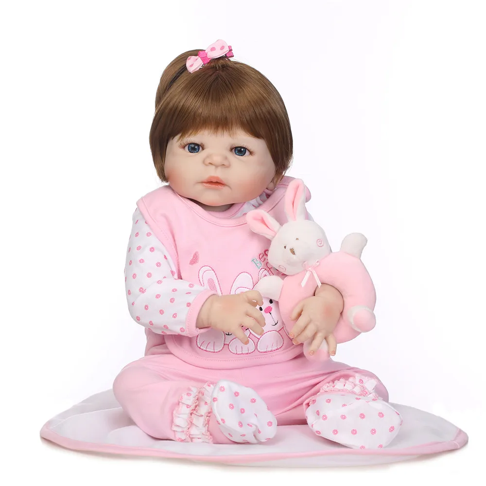 

Lifelike Silicone Reborn Baby Menina Alive 23'' Newborn Baby Dolls Full Vinyl body Wear bebe Infant Clothes Truly Kids Playmates