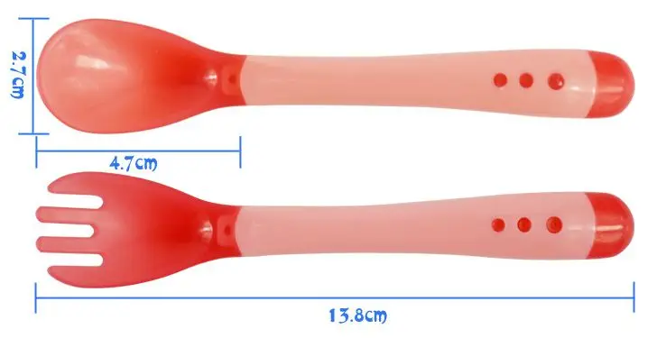 2 шт./лот детская посуда с температурным сенсором Детская Ложка Вилка Набор для