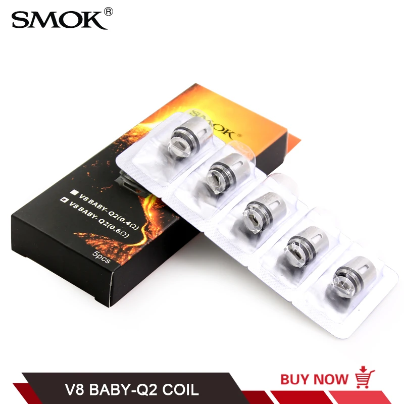 100% SMOK V8 маленьких Q2 двухъядерный 0.4ohm/0.6ohm Baby сменная катушка для 3 мл TFV8 большой