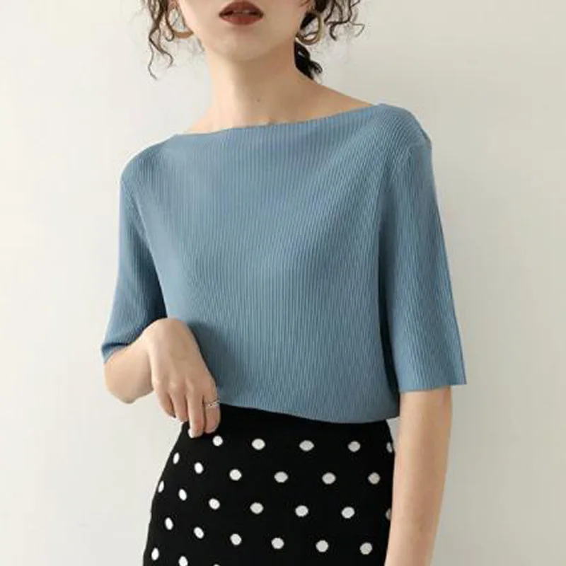 Новинка 2020 летние женские рубашки трикотажные женская модная одежда ребристые T01