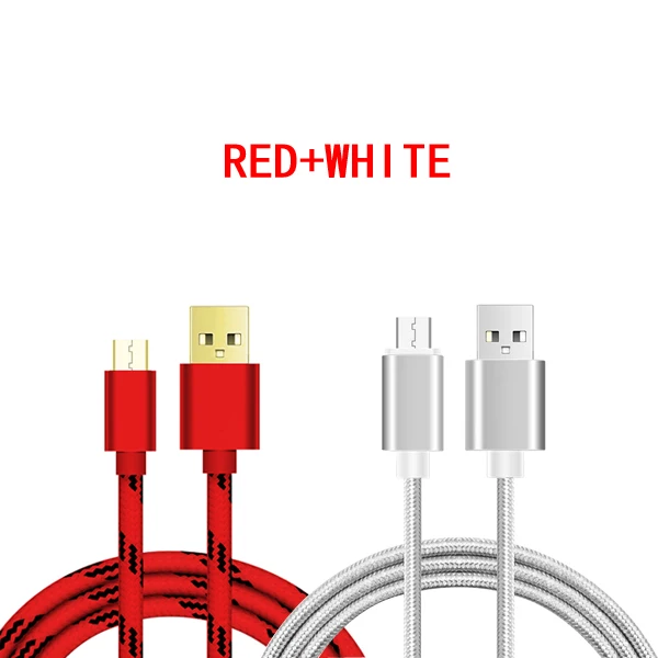 RED and WHITE CBAOOO 2 шт 3 м микро USB кабель быстрое зарядное устройство мини USB кабель для телефона QC3.0 3A шнур для зарядки данных внешний аккумулятор кабели для мобильных телефонов - Цвет: RED and WHITE