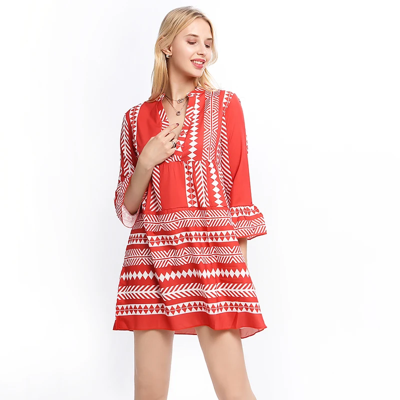 

Summer Women Dress 2020 Sexy Bohe Beach Sundress Sexy V Neck Butterfly Slleve Printed Dresses Casual Loose Party Female Vestidos