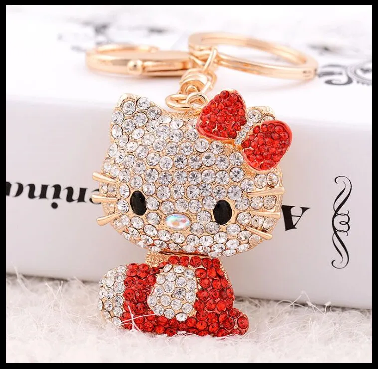Красный Мода hello kitty брелок сумка Подвеска автомобиль изысканный кулон подарок на день рождения сувениры бренд - Цвет: Красный