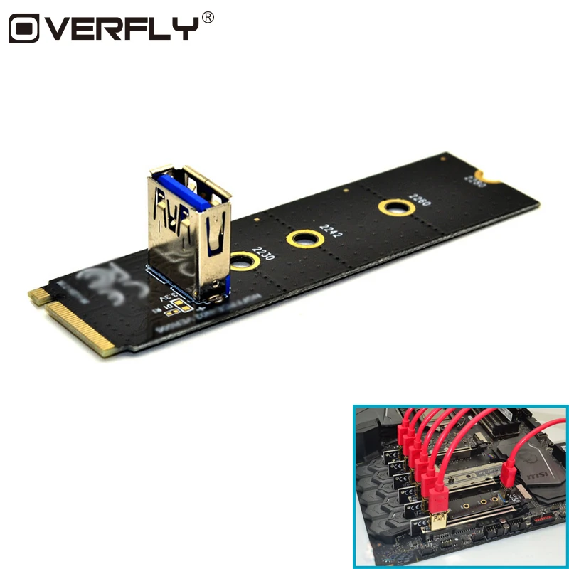 Overfly NGFF M.2 для USB 3 0 PCI E Riser Card M2 слот удлинитель адаптер BTC/ETH майнинга| |