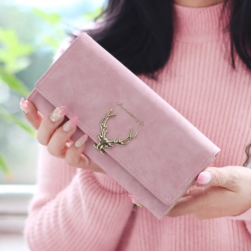 

2020 Luxury Women Wallets Long Zipper Phone Coin Pocket Ladies Clutch Purse Deer Wallet Women Leather Card Holder Money Bag W078