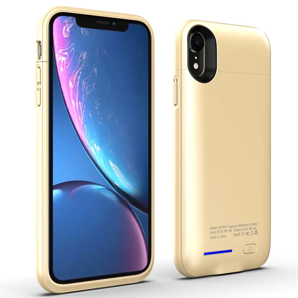 Gold 4000 мАч батарея чехол для iphone XR батарея зарядное устройство чехол Крышка смартфона банк питания для iphone XR батарея Чехол - Цвет: Gold