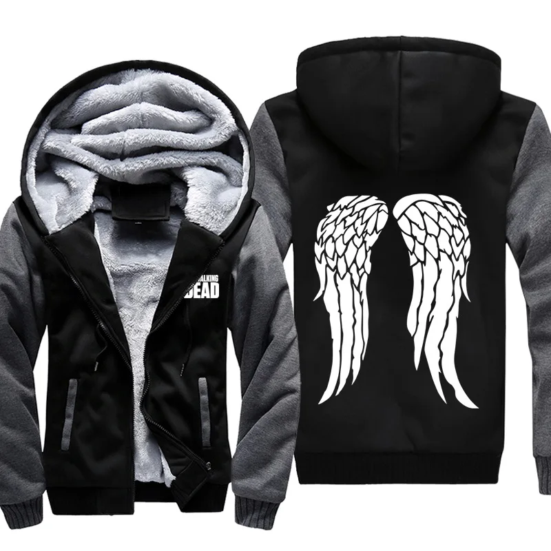 Дропшиппинг хип-хоп Sudaderas зимний теплый свитер куртка зимняя уличная утолщенная толстовка с капюшоном пальто Ходячие мертвецы плюс 6XL - Цвет: Grey