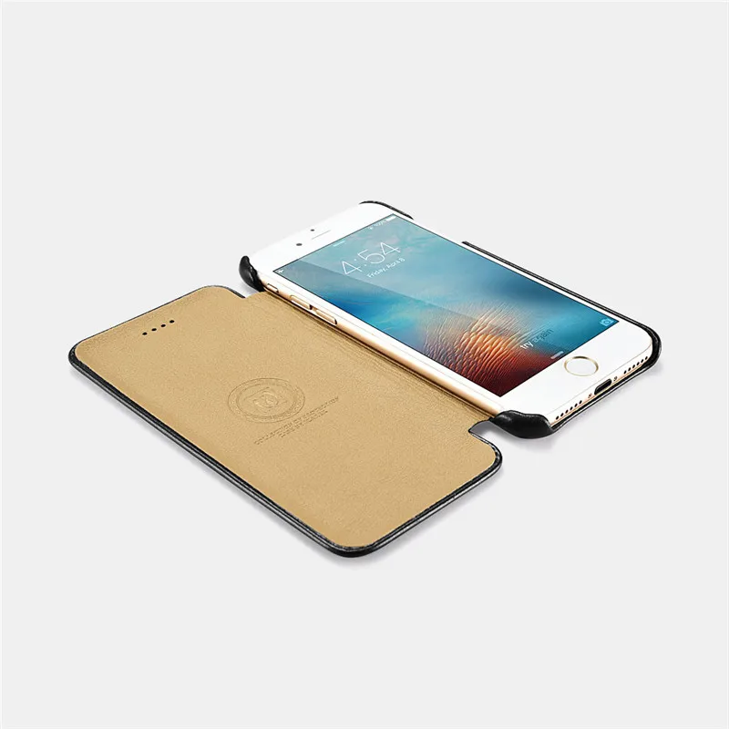 Ультра тонкий чехол для iPhone 7 8 роскошный загнутый край натуральная кожа защитный
