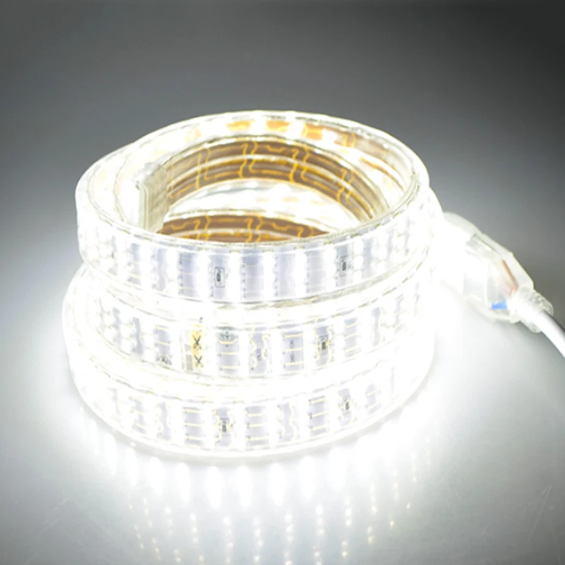 276 светодиодный s/m SMD 2835 Светодиодная лента 220 В лампа водонепроницаемый трехрядный светодиодный ленточный светильник гибкий светодиодный светильник уличная декоративная подсветка