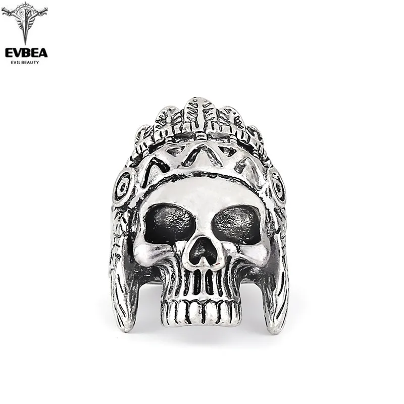 EVBEA Прямая поставка Большой Панк Череп Байкерский кольцо для браслет мужчин