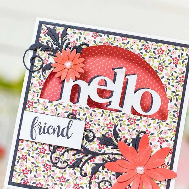 Arc Frame обнимает Hello Happy Letters трафареты для резки металла DIY скрапбукинга украшения