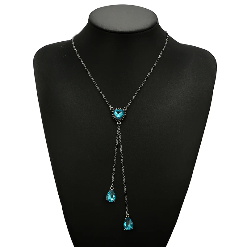 Ожерелье docona в стиле бохо с подвеской форме капли воды кристаллами для женщин и