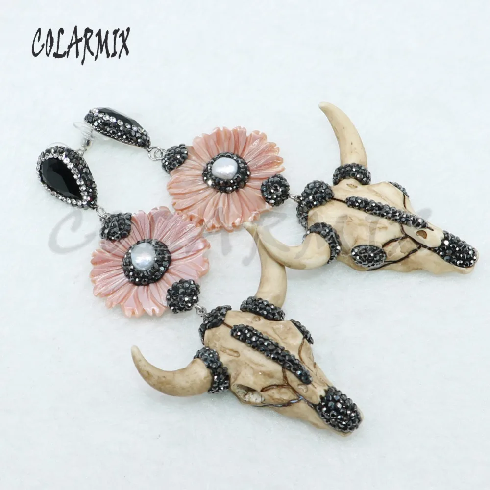 3 пары ракушек цветок серьги крупного рогатого скота буйвола с ракушками