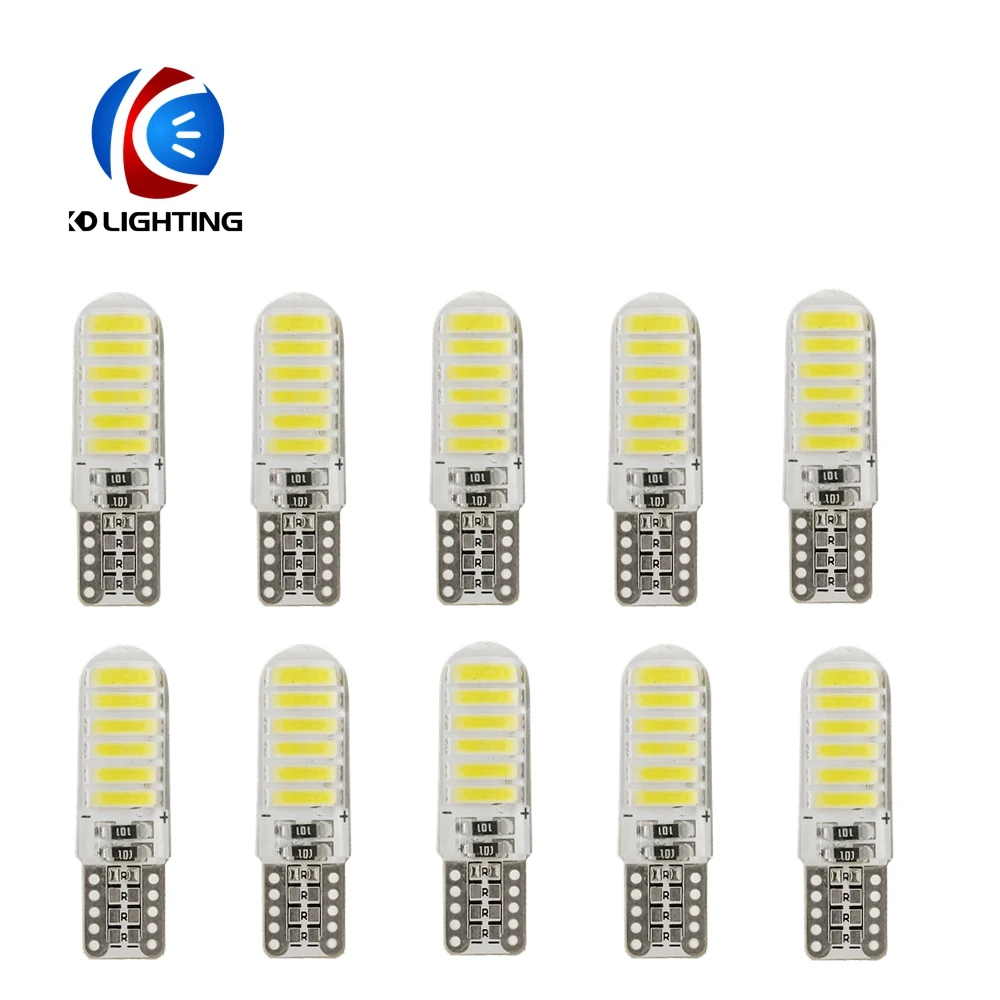 KD автомобильные аксессуары 10 шт. светодиодные лампы T10 7014 7020 12SMD кристальная