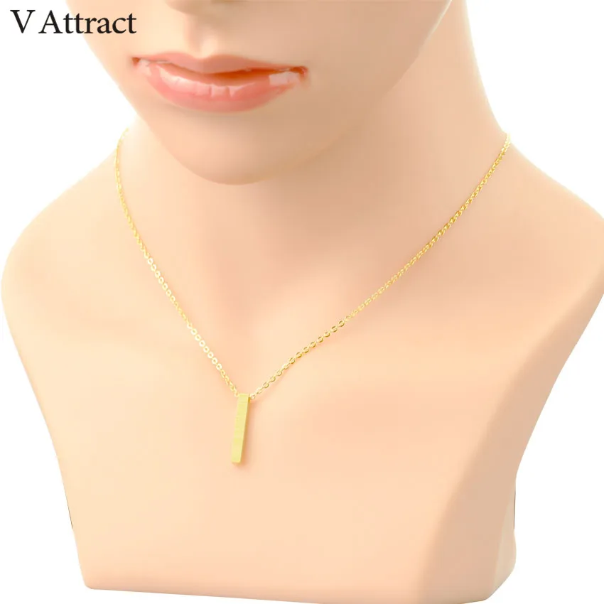 V Attract 2017 Handmade Jewelry One Direction Geometric Long Bar Necklaces Stainless Steel Chai Pendant For Women Christmas Gift|collier ras du