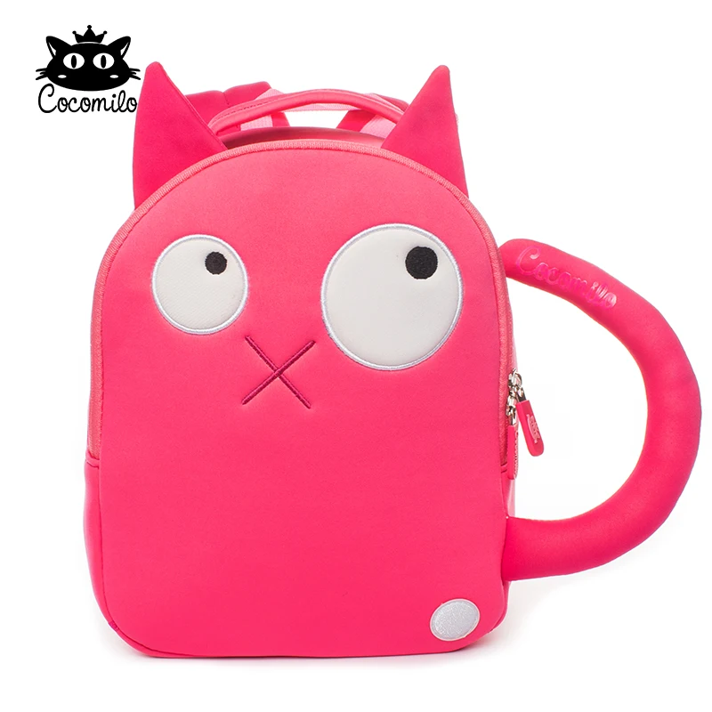 Cocomilo Kids School Backpack Girls Lovely Pink Cat Printing Anti-lost Baby Bag with Belt Cute Kindergarten Animal School Bag