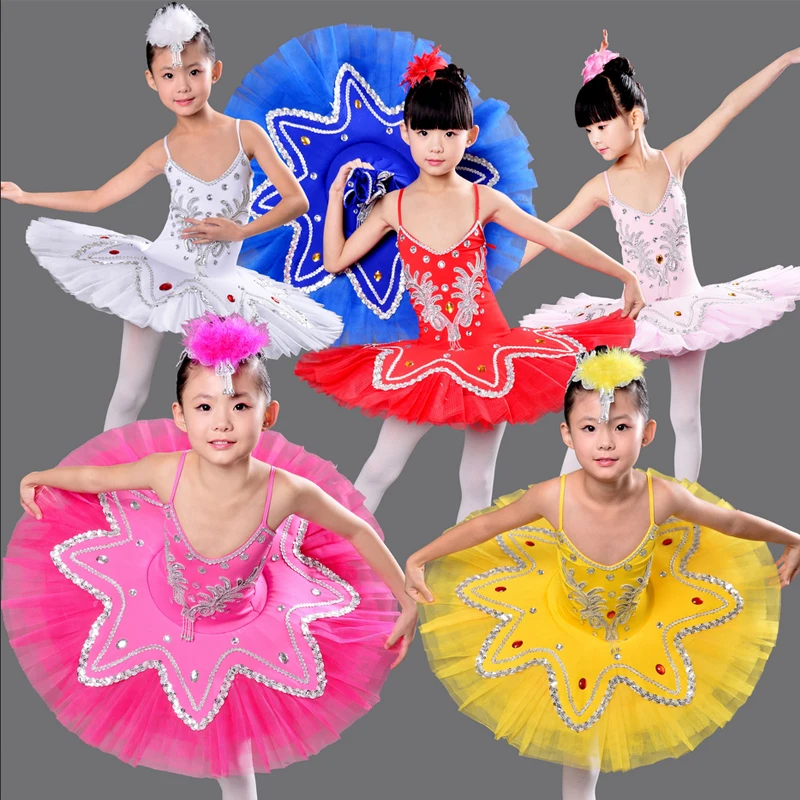 

Детские балетные костюмы с блестками и лебедем, профессиональные Балетные платья-пачки для девочек, Классическая танцевальная одежда для б...