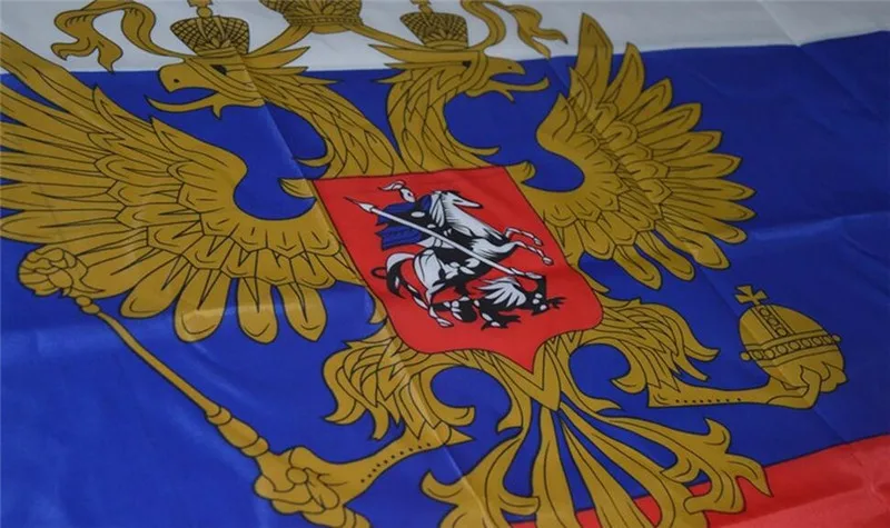 Большой Российский флаг 90х150 см украшение дома из полиэстера двухголовый Орел