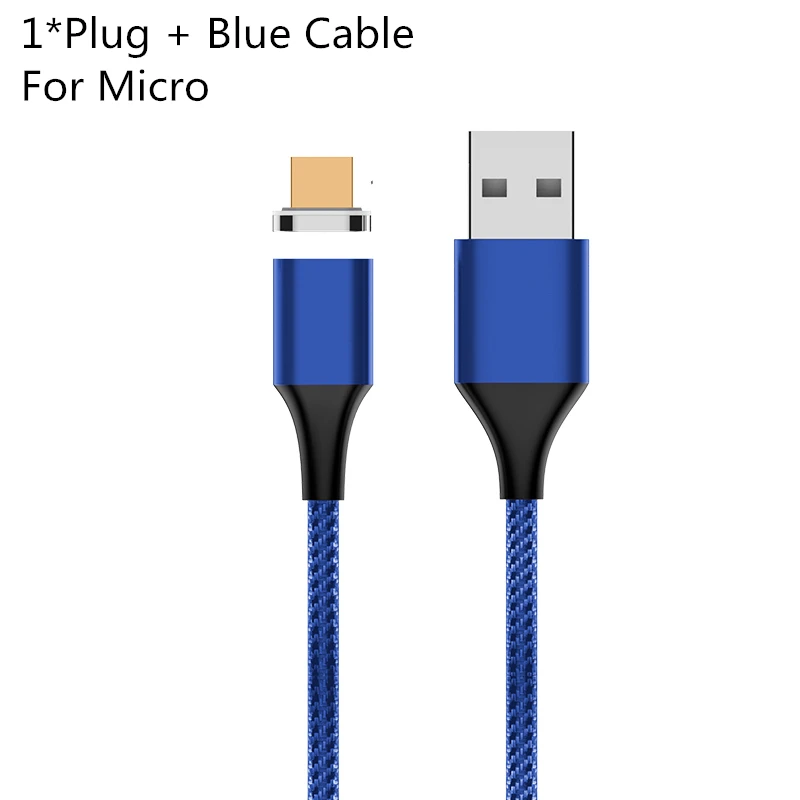 Магнитный кабель KingFriend Micro usb type C для iPhone Lighting Cable 1M 2M 3A провод для быстрого заряда Магнитный кабель type C для Xiaomi - Цвет: Blue USB for Micro
