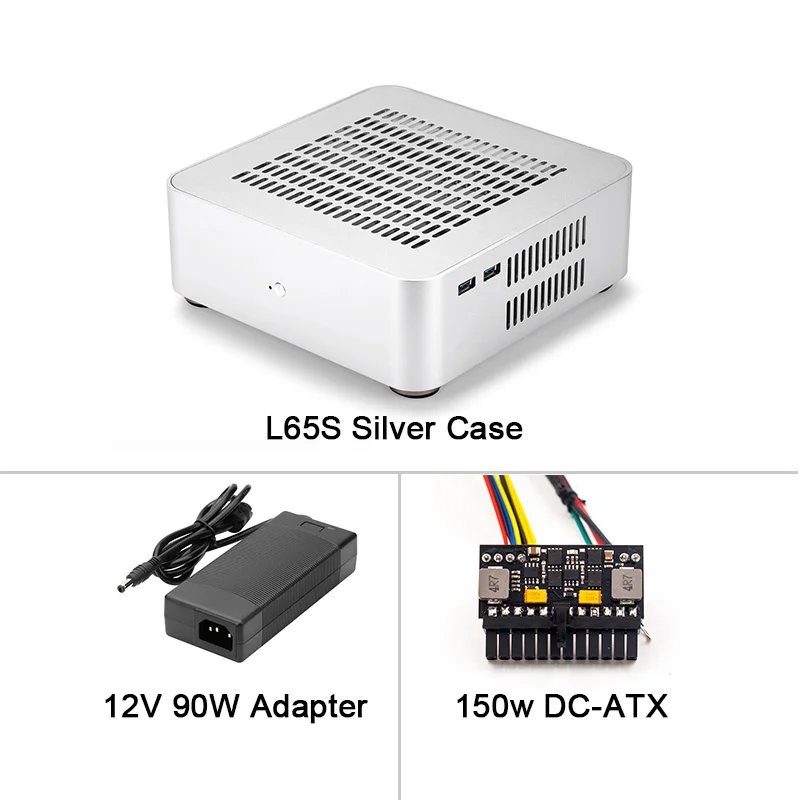 [Верхняя крышка с отверстиями] [Версия USB 3,0] RGeek Mini ITX компьютерный чехол ПК с алюминиевым корпусом шасси HTPC с блоком питания - Цвет: Silver 90W Power