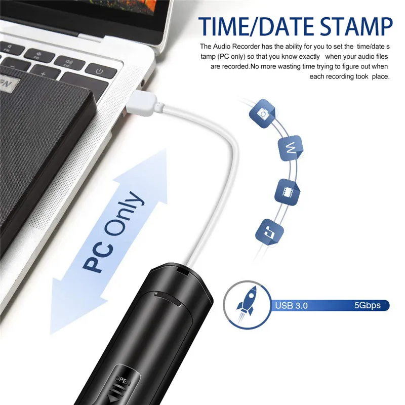 Мини 16 ГБ Цифровой диктофон rofessional USB аудио рекордер ручка супер долгое время ожидания MP3 HD звук Запись Диктофон