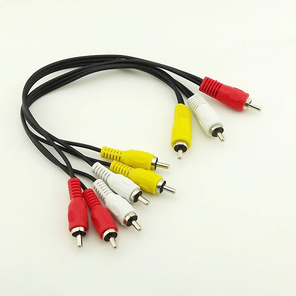 

1pcs Composite 3 RCA Male to 6 Male Plug Audio Video Cable Cord Adapter 1FT/30CM