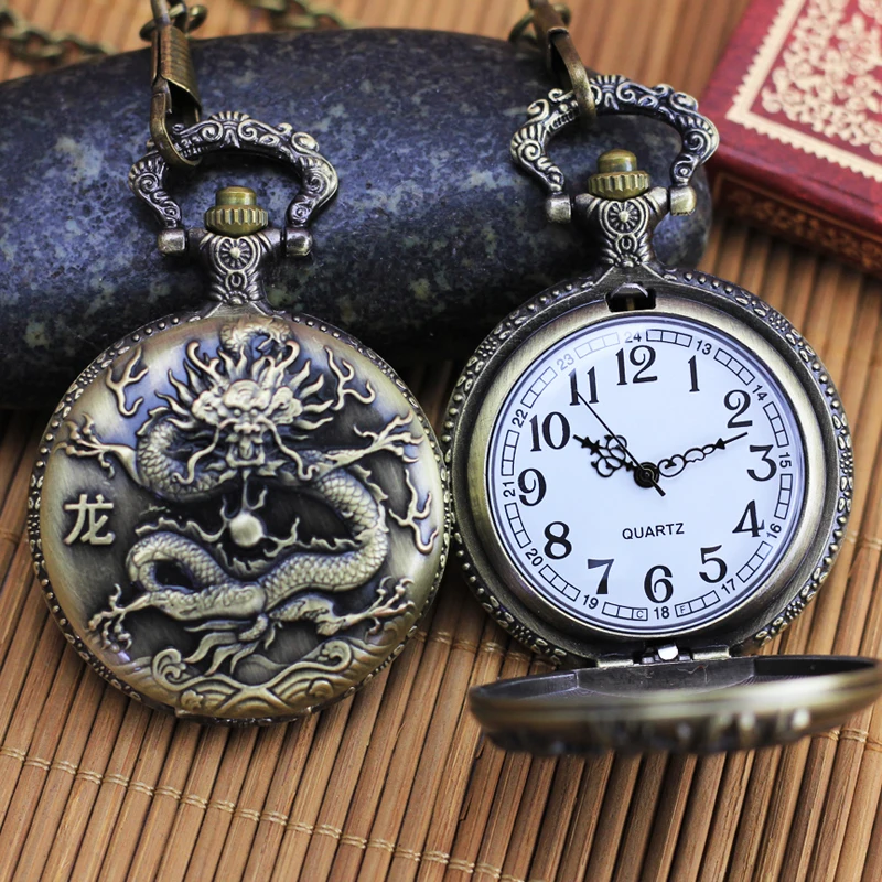 2021 women men old father mother gift fashion Chinese zodiac animal large dial pocket watches quartz flip vintage fob clock | Наручные