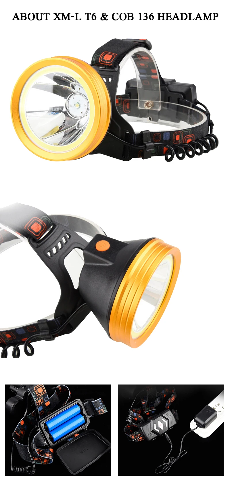 Litwod Z20136 CREE XHP50 светодиодный налобный фонарь XM-L T6 COB 18650 аккумуляторные батареи, отражатель, Головной фонарь, фонарь, фара